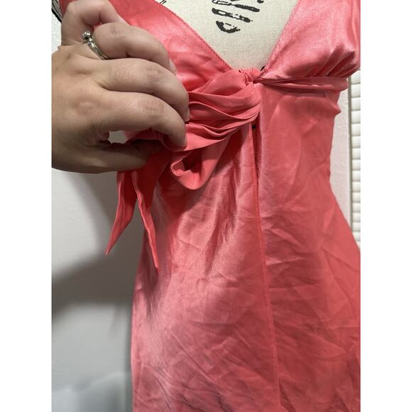 Vintage Y2K Silky Victoria’s Secret Tie Front Babydoll Cami Pink 2000’s Coquette - Picture 4 of 8